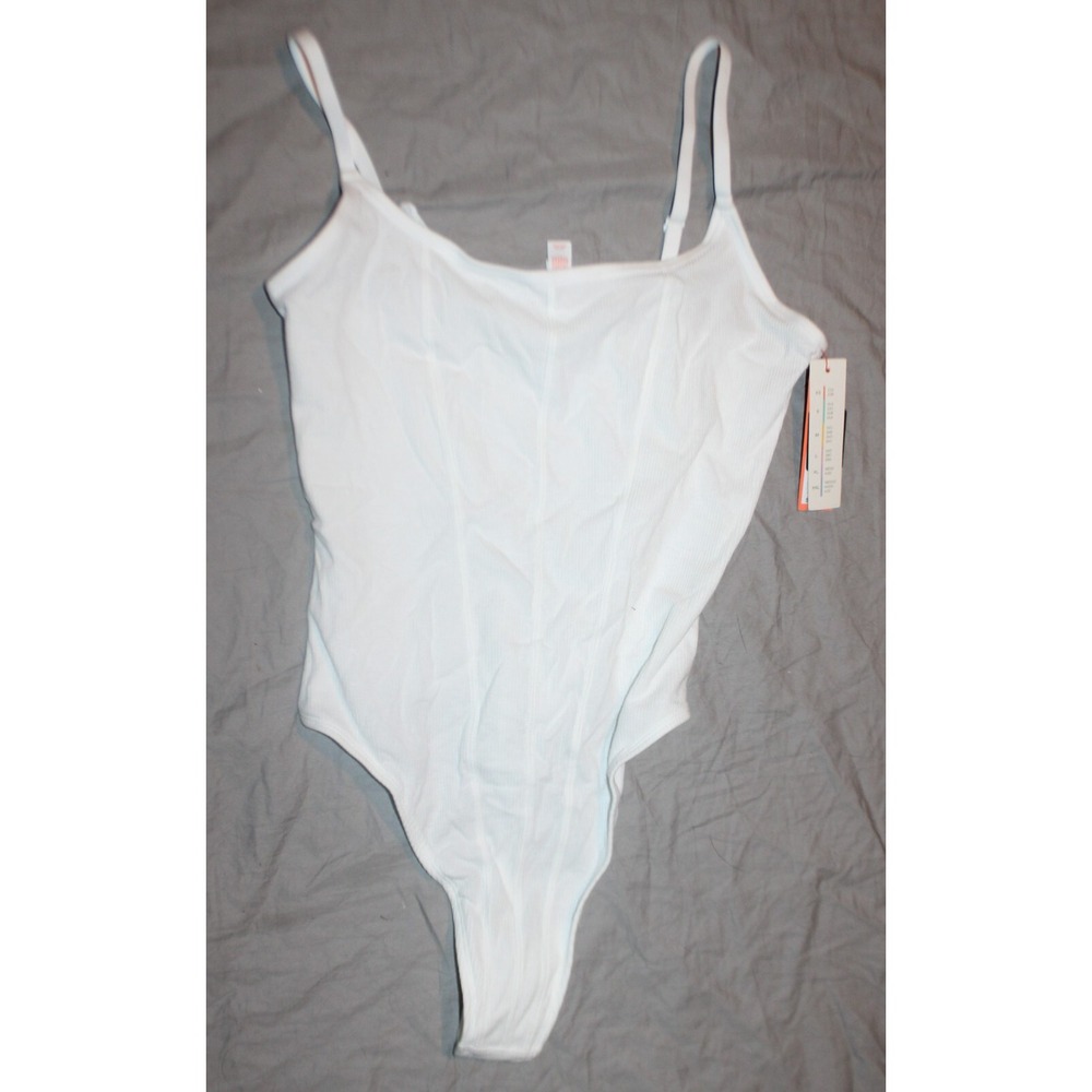 Colsie Bodysuit leotard White New Tag Adjustable Strap Stretch Size M